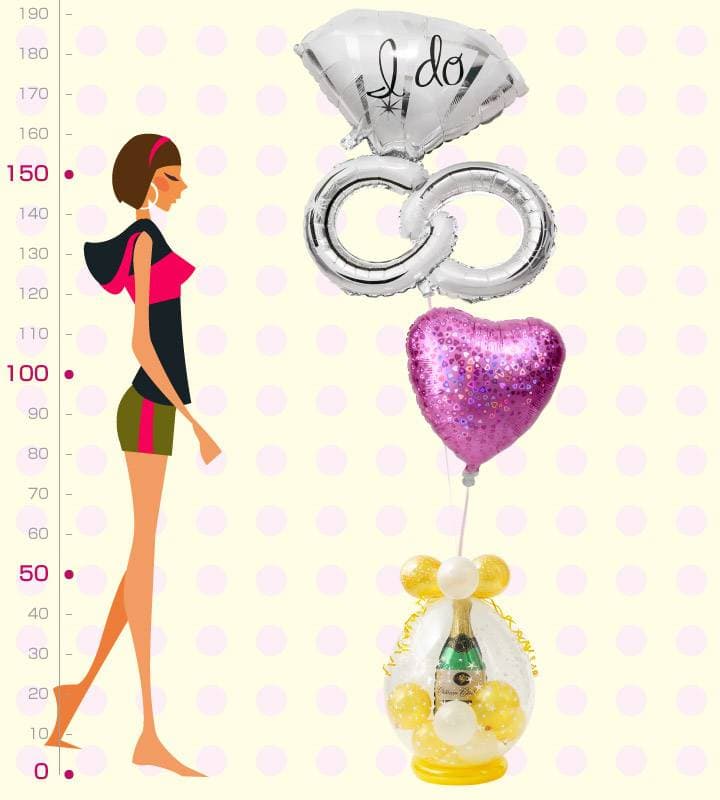 ウェディングリングときらきらピンクハート、シャンパンのラッピングバルーン【結婚式】 - g-wed-0112__01.jpg