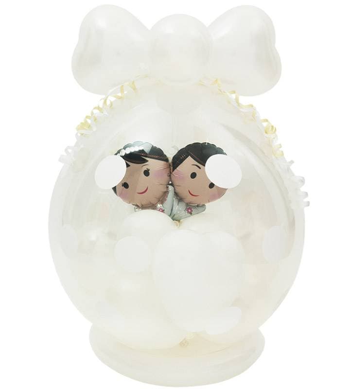 洋装ウェディングカップルのホワイトラッピングバルーン【結婚式】