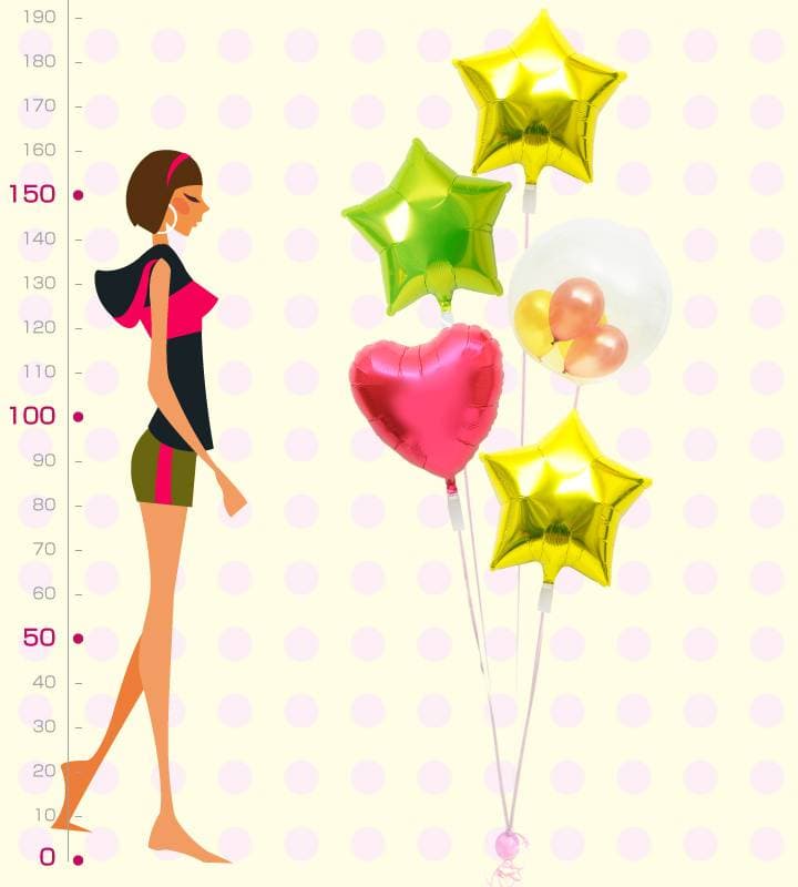 ゴールドスターとグリーンスター、ピンク＆ゴールドのぷちバルーン、レッドハートの5連バルーン【クリスマス】 - g-xms-0016__01.jpg